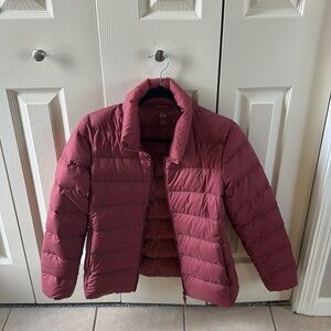 Pink UNIQLO down jacket, size small